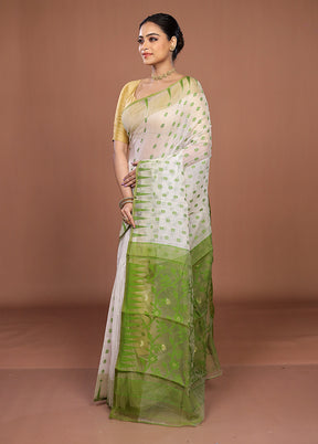 Cream Jamdani Cotton Saree Without Blouse Piece