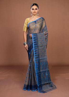 Grey Jamdani Cotton Saree Without Blouse Piece
