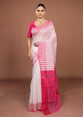 Pink Jamdani Cotton Saree Without Blouse Piece