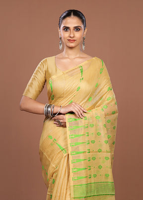 Cream Jamdani Cotton Saree Without Blouse Piece