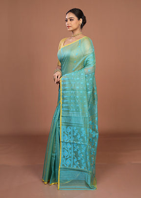 Green Jamdani Cotton Saree Without Blouse Piece