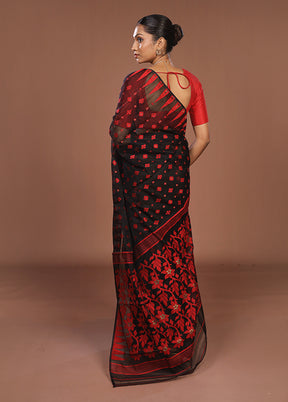 Black Jamdani Cotton Saree Without Blouse Piece