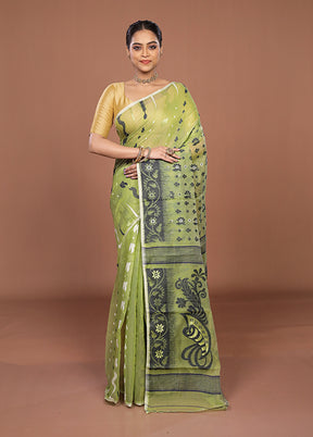 Green Jamdani Cotton Saree Without Blouse Piece