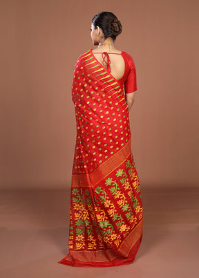 Orange Jamdani Cotton Saree Without Blouse Piece