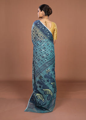 Green Jamdani Cotton Saree Without Blouse Piece