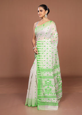 White Jamdani Cotton Saree Without Blouse Piece