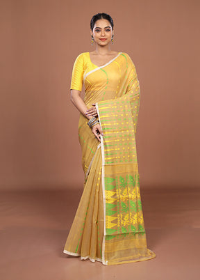 Cream Jamdani Cotton Saree Without Blouse Piece