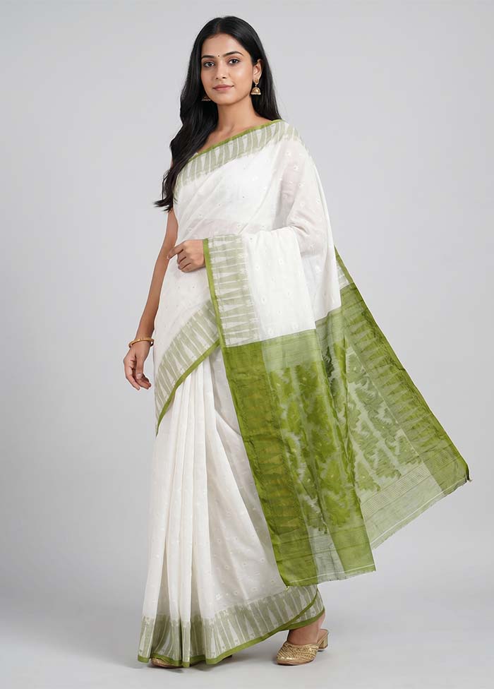 Green Jamdani Cotton Saree Without Blouse Piece