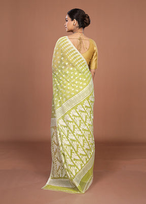 Green Jamdani Cotton Saree Without Blouse Piece