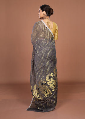 Grey Jamdani Cotton Saree Without Blouse Piece