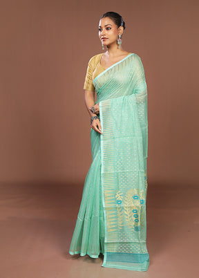 Green Jamdani Cotton Saree Without Blouse Piece