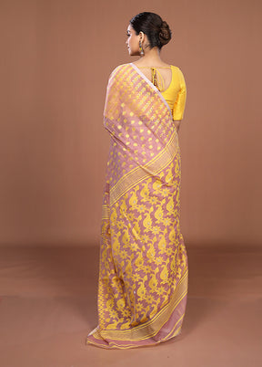 Pink Jamdani Cotton Saree Without Blouse Piece