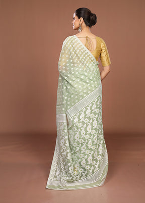 Green Jamdani Cotton Saree Without Blouse Piece