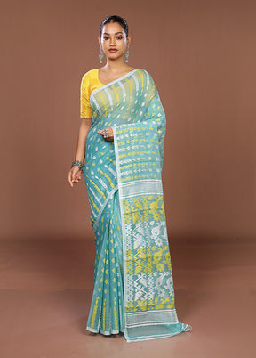 Green Jamdani Cotton Saree Without Blouse Piece