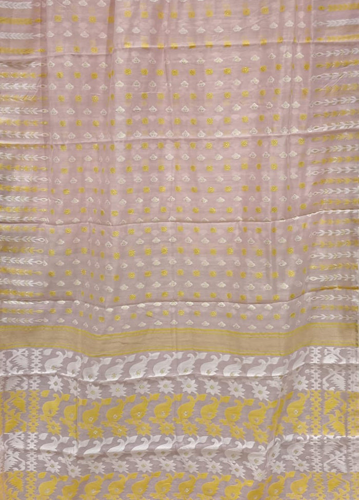 Pink Jamdani Cotton Saree Without Blouse Piece
