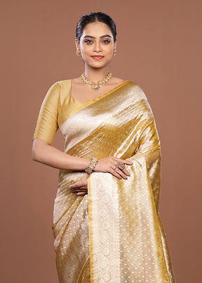 Yellow Tissue Silk Saree With Blouse Piece
