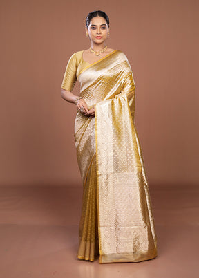 Yellow Tissue Silk Saree With Blouse Piece