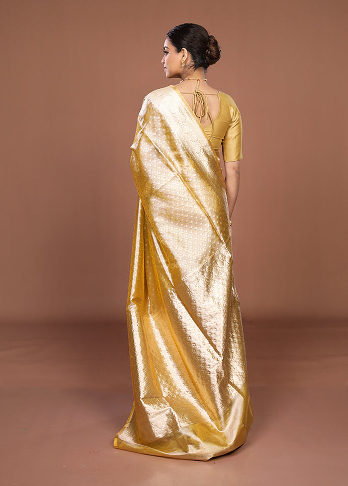 Yellow Tissue Silk Saree With Blouse Piece
