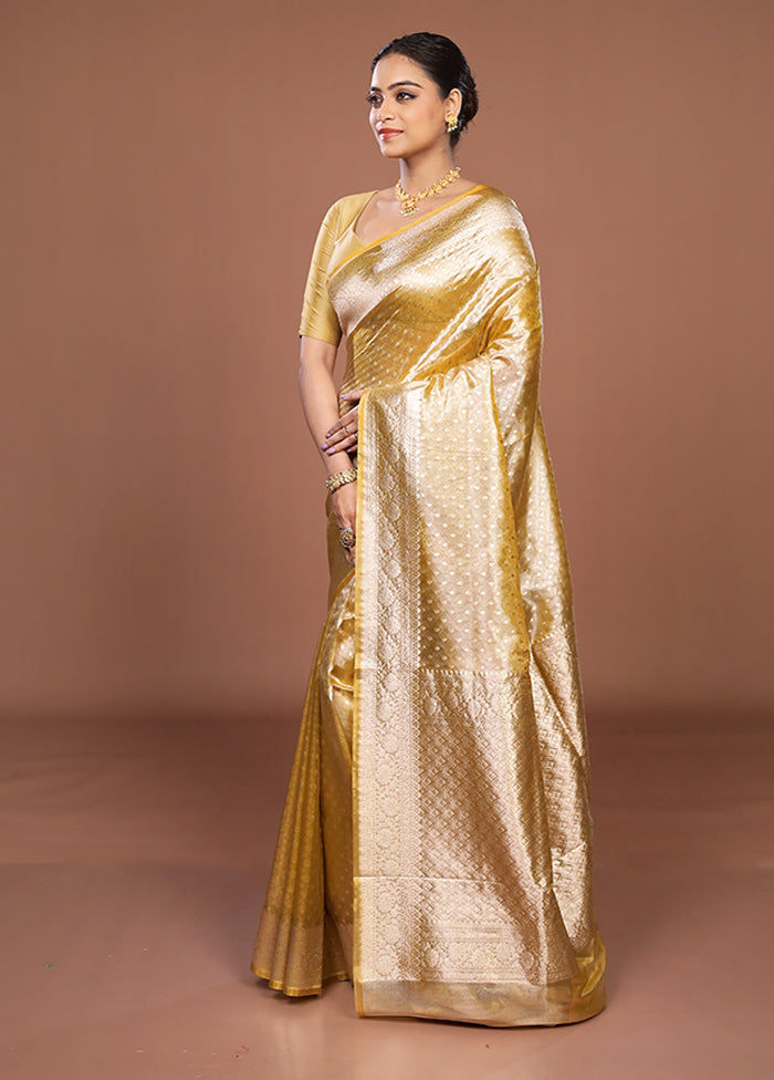 Yellow Tissue Silk Saree With Blouse Piece