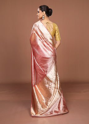 Pink Tissue Silk Saree With Blouse Piece
