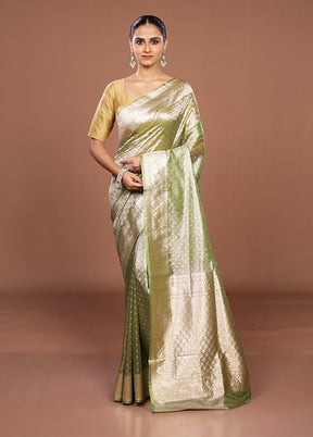 Green Tissue Silk Saree With Blouse Piece