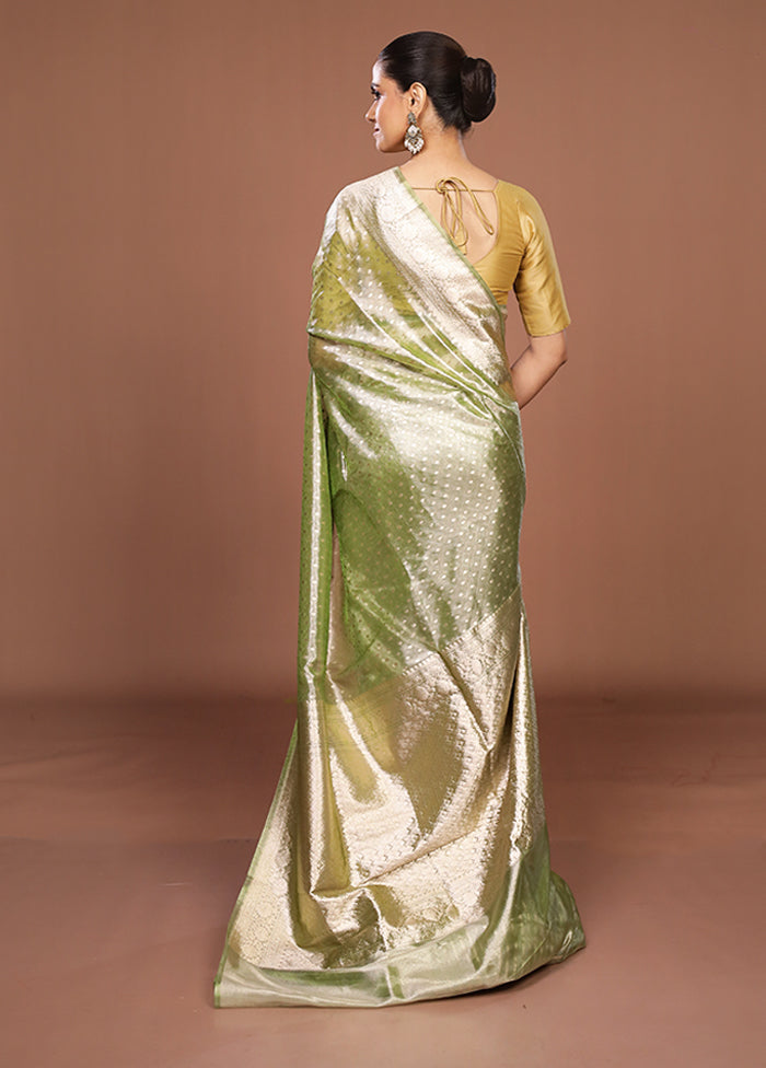Green Tissue Silk Saree With Blouse Piece