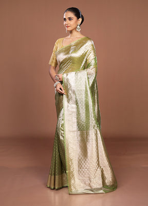Green Tissue Silk Saree With Blouse Piece