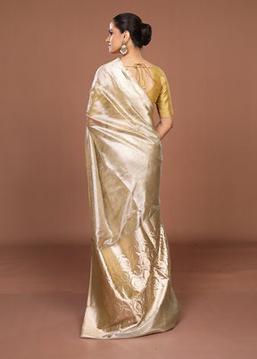 Cream Tissue Silk Saree With Blouse Piece