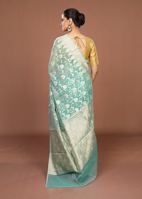 Green Kora Silk Saree With Blouse Piece