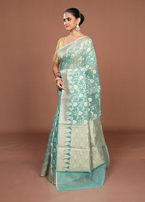 Green Kora Silk Saree With Blouse Piece