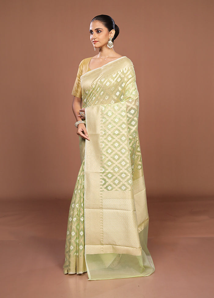 Green Kora Silk Saree With Blouse Piece