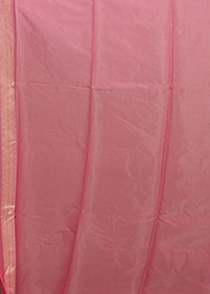 Pink Kora Silk Saree With Blouse Piece