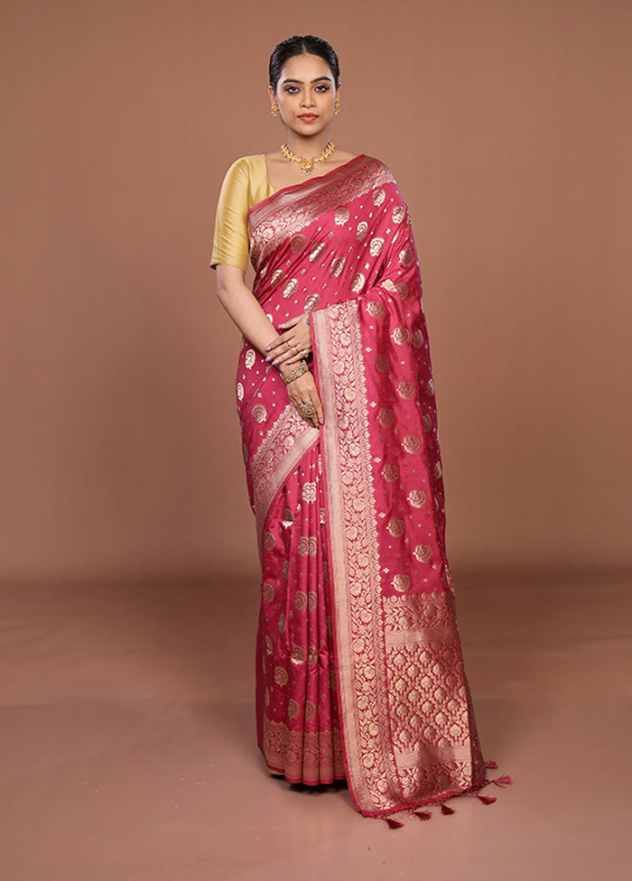 Pink Dupion Silk Saree With Blouse Piece