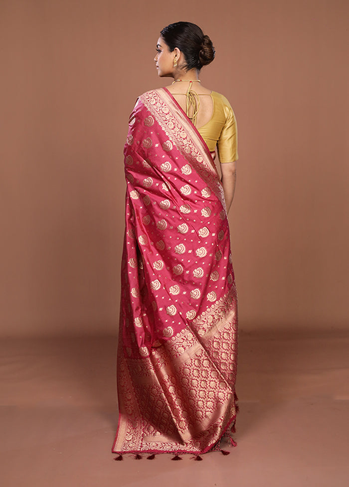 Pink Dupion Silk Saree With Blouse Piece