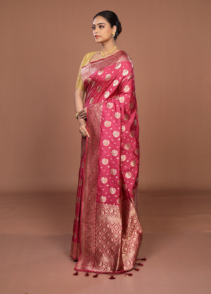 Pink Dupion Silk Saree With Blouse Piece