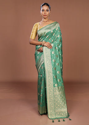 Green Dupion Silk Saree With Blouse Piece