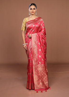 Pink Dupion Silk Saree With Blouse Piece