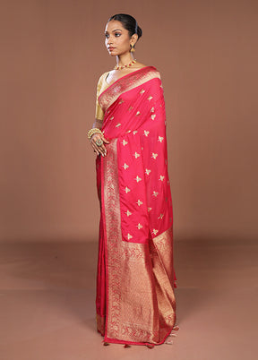 Pink Dupion Silk Saree With Blouse Piece