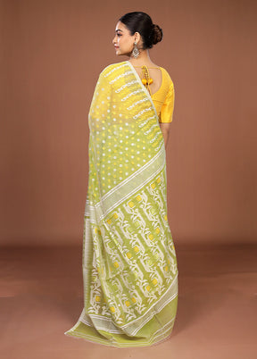 Green Jamdani Cotton Saree Without Blouse Piece