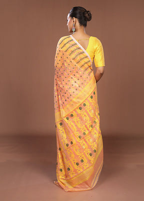 Orange Jamdani Cotton Saree Without Blouse Piece