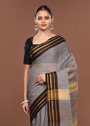 Grey Jamdani Cotton Saree Without Blouse Piece