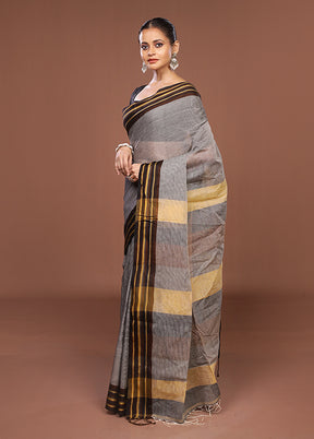 Grey Jamdani Cotton Saree Without Blouse Piece