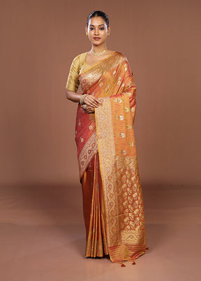 Pink Dupion Silk Saree With Blouse Piece