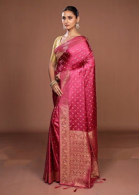 Pink Dupion Silk Saree With Blouse Piece