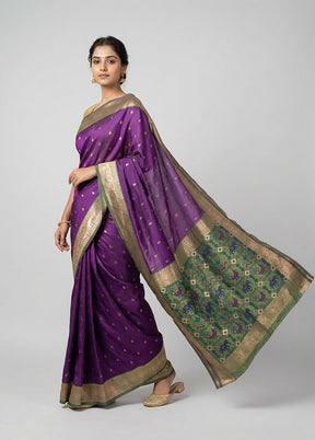 Purple Dupion Silk Saree With Blouse Piece