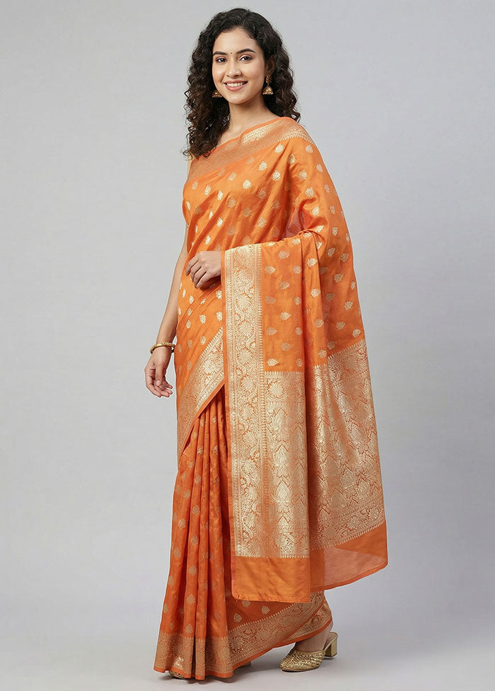 Yellow Dupion Silk Saree With Blouse Piece
