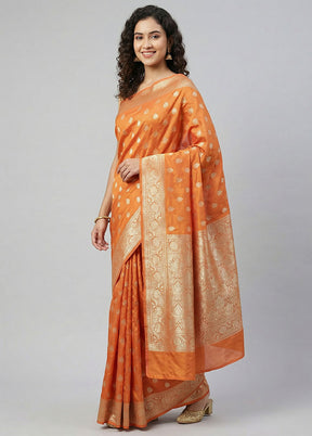 Yellow Dupion Silk Saree With Blouse Piece