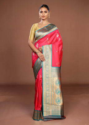 Pink Dupion Silk Saree With Blouse Piece