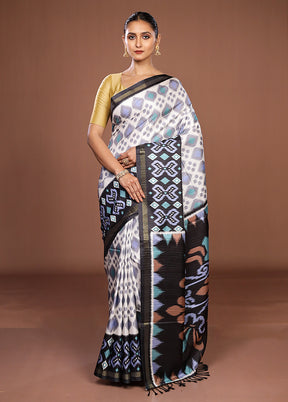 White Dupion Silk Saree With Blouse Piece