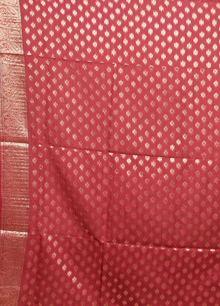 Maroon Dupion Silk Saree With Blouse Piece